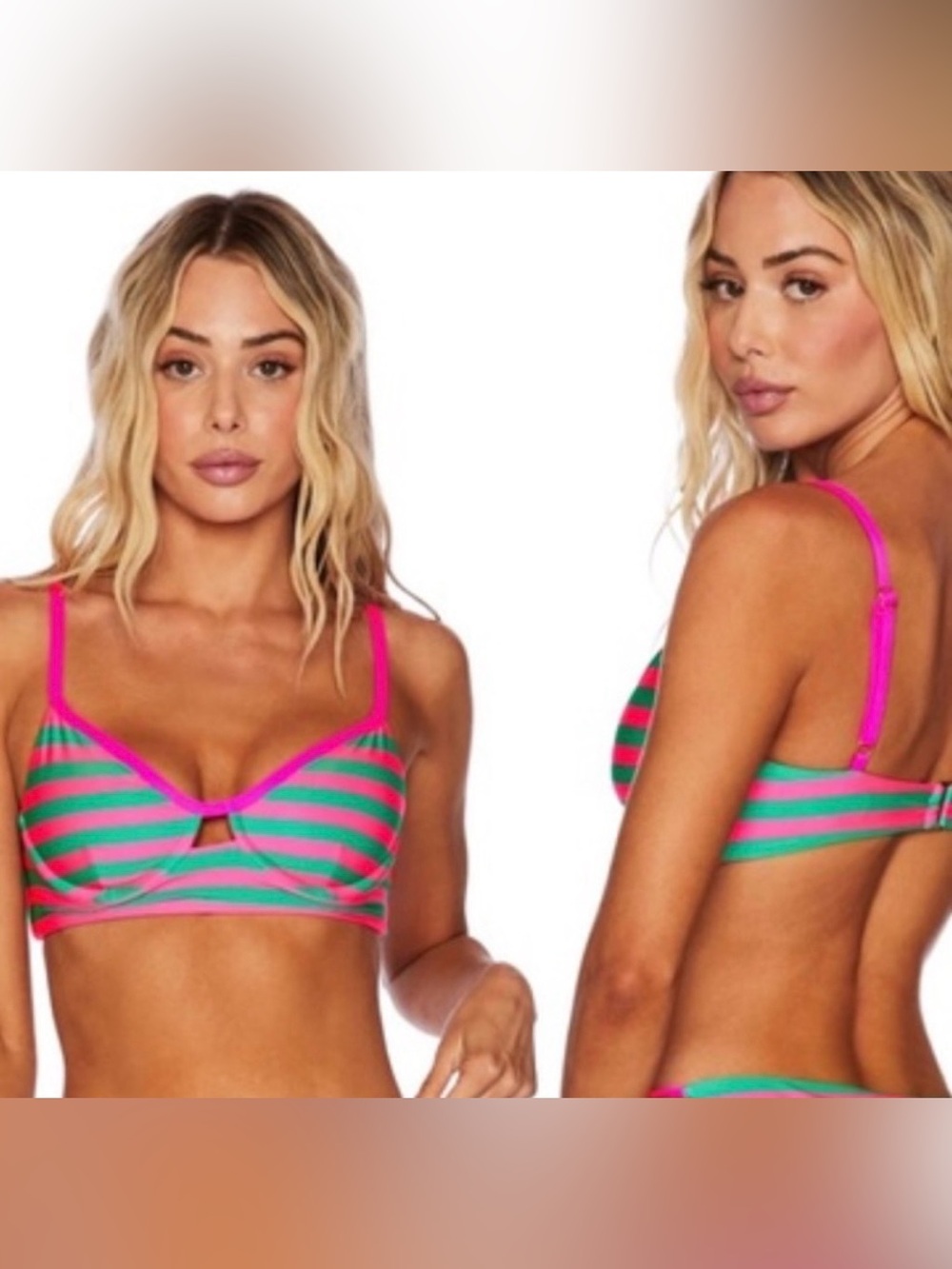 Beach Riot Women’s Swim Striped Underwire Bikini Top Medium